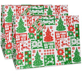 Gift Boutique 12 Jumbo Christmas Tote Bags with Handles 15" Wide X 11" High X 11" Deep Extra Wide Large Giant Reusable Grocery Shopping Paper Bags Big Gusset for Food Cookie Container & Foil Tin Pan Gift Boutique