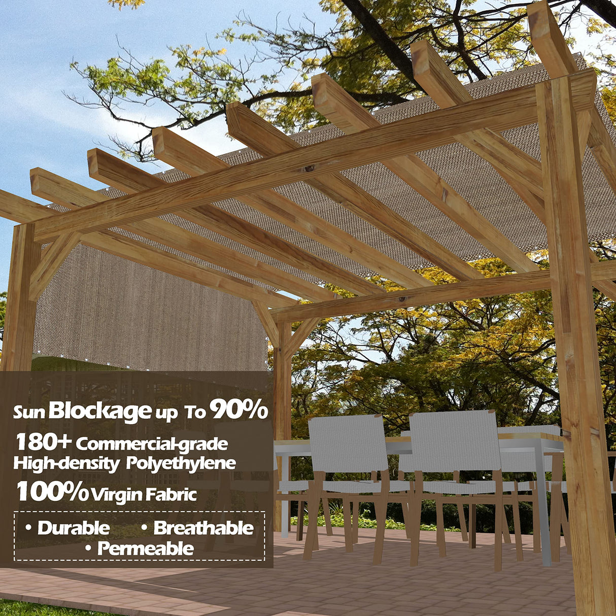 Alion Home Sun Shade Panel Privacy Screen with Grommets on 4 Sides for Outdoor, Patio, Awning, Window Cover, Pergola (8' x 6', Walnut) Alion Home