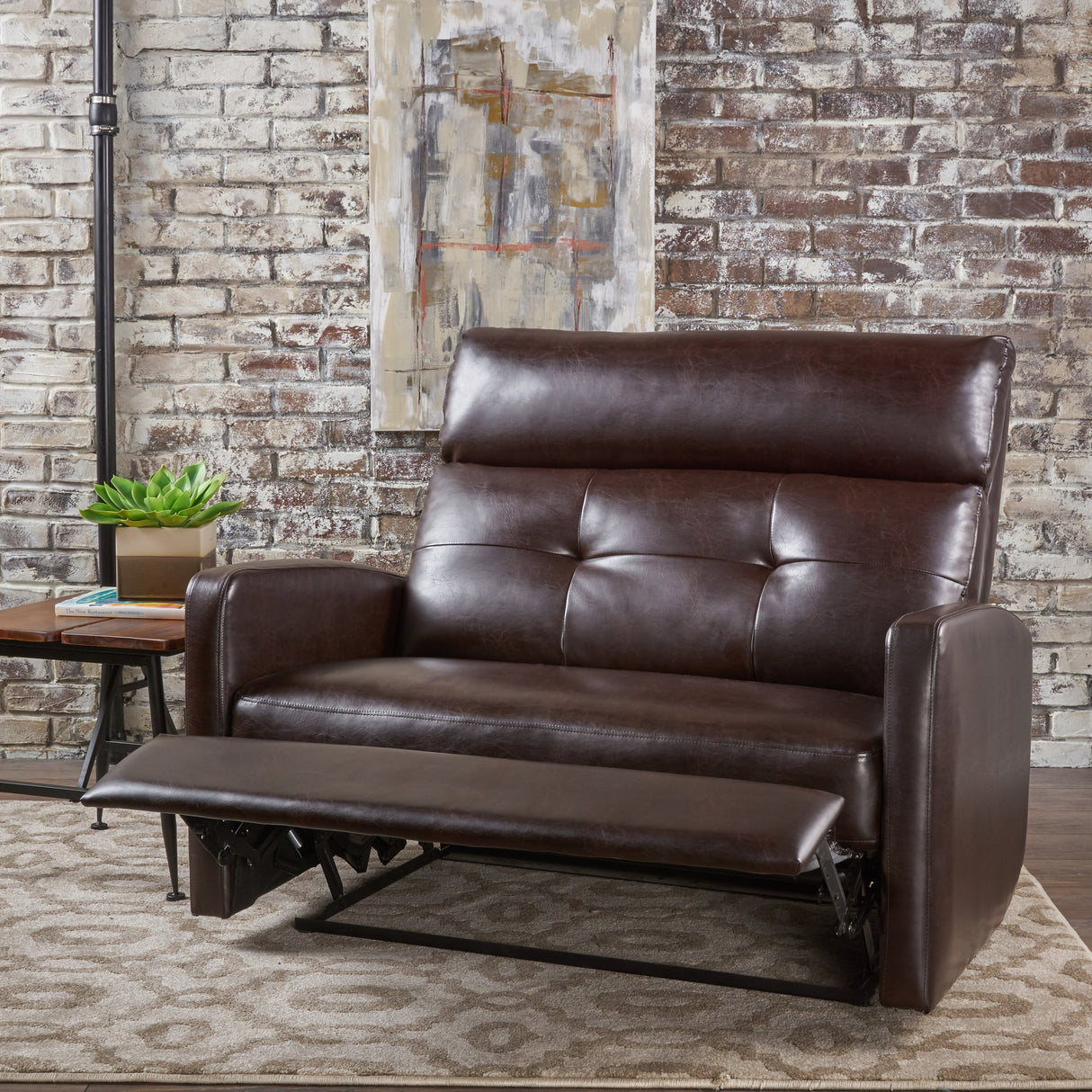 Christopher Knight Home Halima Leather 2-Seater Recliner, Brown, 37. 01 x 46. 46 x 39. 96 inches Christopher Knight Home