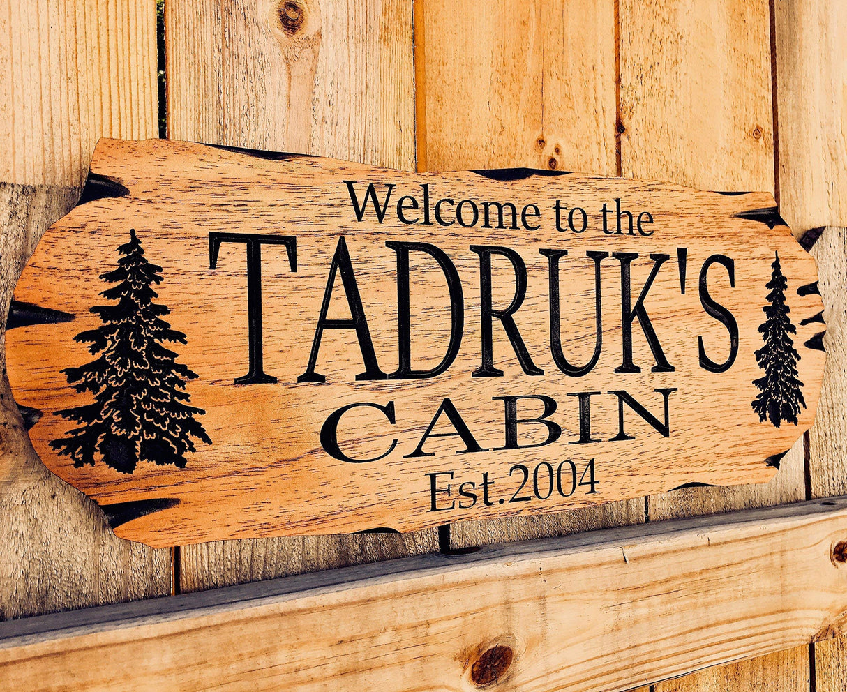 Personalized Cabin Sign Outdoor Wood Sign Welcome Sign Rustic Decor Custom Wood Sign Benchmark Signs And Gifts