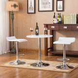 Roundhill Furniture Baxton White Adjustable Height Wood & Chrome Metal bar Table & 2 Chrome Air Lift Adjustable Swivel Stools Set Roundhill Furniture