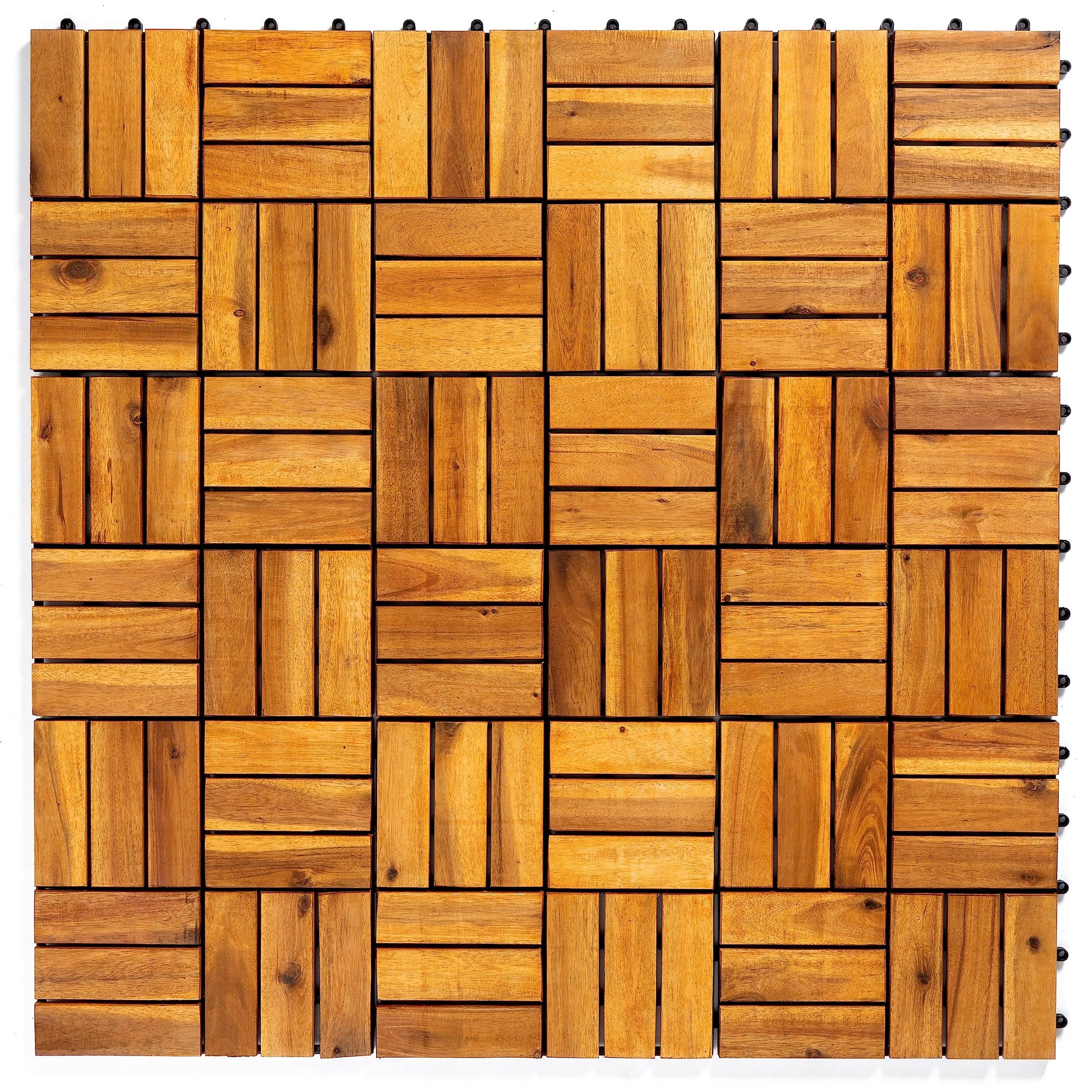 YAMAZING 12”x12” Solid Wood Interlocking Flooring Tiles (Pack of 9), Acacia Hardwood Deck Tiles,Floor Tile for Both Indoor & Outdoor Use, Patio Garden, Waterproof All Weather (9 Sq Ft) - WoodArtSupply