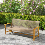 Outsunny Wicker Outdoor Couch, 3-Seat Rattan Outdoor Patio Sofa, 1000 lbs. Capacity, Acacia Wood Patio Furniture Couch with Steel Seat and Armrests for Backyard, Porch, Teak Outsunny
