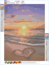 NAIMOER Diamond Painting Kits for Adults, DIY 5D Full Drill Round Diamond Art Beach Sunset Heart Crystal Diamond Art for Home Wall Decor (Diamond Painting 12x16 inch) NAIMOER