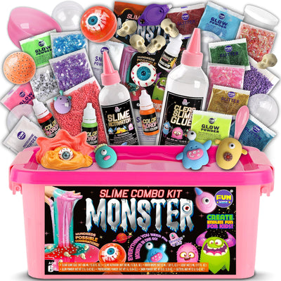 Halloween Toy Monster Slime Kit for Girls Ages 6-12, FunKidz Glow in Dark Slime Making Kit for Kids Make Soft Slime Balls with Photochromic Powder Kid Ideal Party Gifts