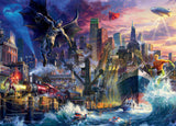 Ceaco - Thomas Kinkade - DC Comics - Justice League Showdown at Gotham Pier - 1000 Piece Jigsaw Puzzle Ceaco
