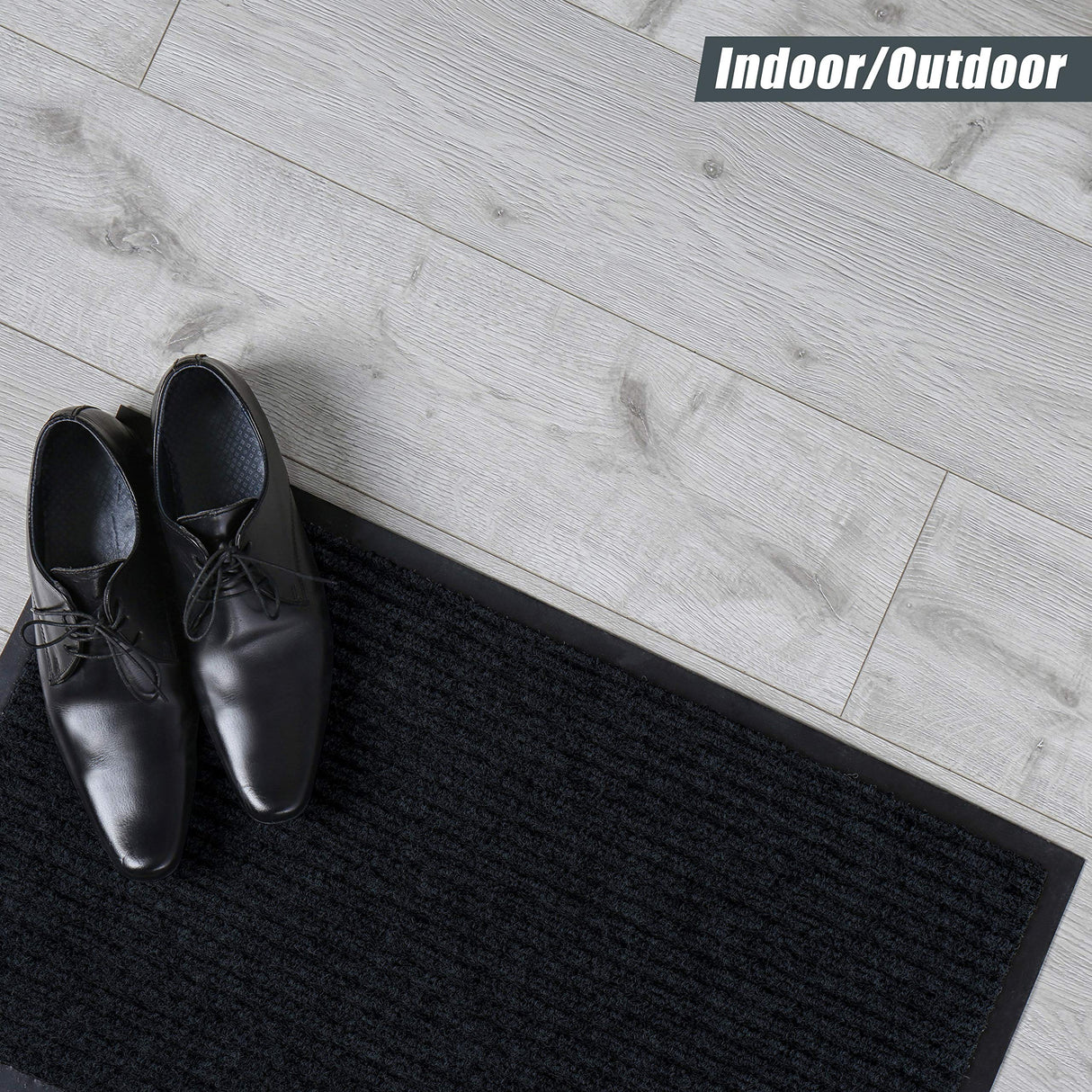 Sierra Concepts 2-Pack Front Door Mat Ribbed Black - Indoor Outdoor Floor Doormat Entryway Welcome Mats - Entrance Shoe Scraper, Entry Inside Outside Garage, 30" x 17" Sierra Concepts