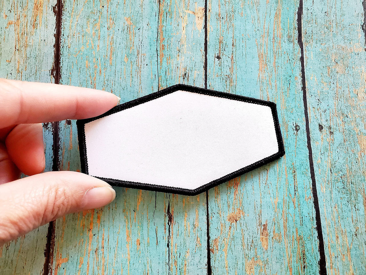Sublimation Blanks 10 pcs! Diamond Hat Patch Sublimation Blank with Black Trim 100 Polyester, white, 4x2.5 Sublimation Blanks Company