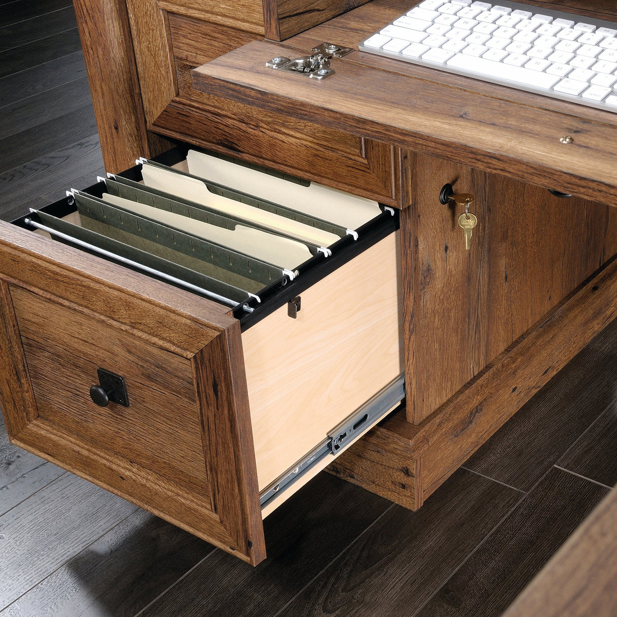 Sauder Palladia L-Shaped Desk, Vintage Oak finish Sauder