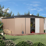 AECOJOY 12' x 12' Shed Metal, Outdoor Storage Sheds & Outdoor Storage 12' x 12' with Lockable Doors, Large Steel Yard Shed, Utility and Tool Storage for Garden, Backyard, Patio, Outside use in Grey AECOJOY