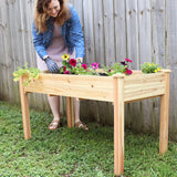 Sunnydaze 48.5-Inch Wood Raised Garden Bed - Outdoor Rectangular Elevated Planter Box with 2 Drainage Holes Sunnydaze