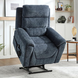 Power Lift Recliner Chair for Elderly People, Dual Motor Lay Flat Recliner with Vibration Massage and Heat, Heavy Duty Motion Mechanism Standing Assistance Reclining Chair, Chenille Fabric Blue Luxlen
