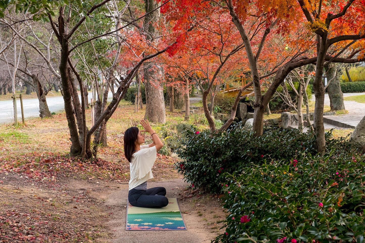 イケヒコ・コーポレーション IKEHIKO Non Slip 1/4-Inch Tatami Yoga Mat, Japanese Tatami Mat, Natural Relaxing Scent, Perfect for Pilates, Meditation, Made in Japan (Sakura-Fuji)