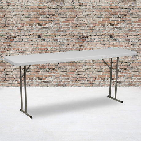 EMMA + OLIVER 6-Foot Rectangular White Plastic Folding Table with Locking Legs for Training or Seminars EMMA + OLIVER