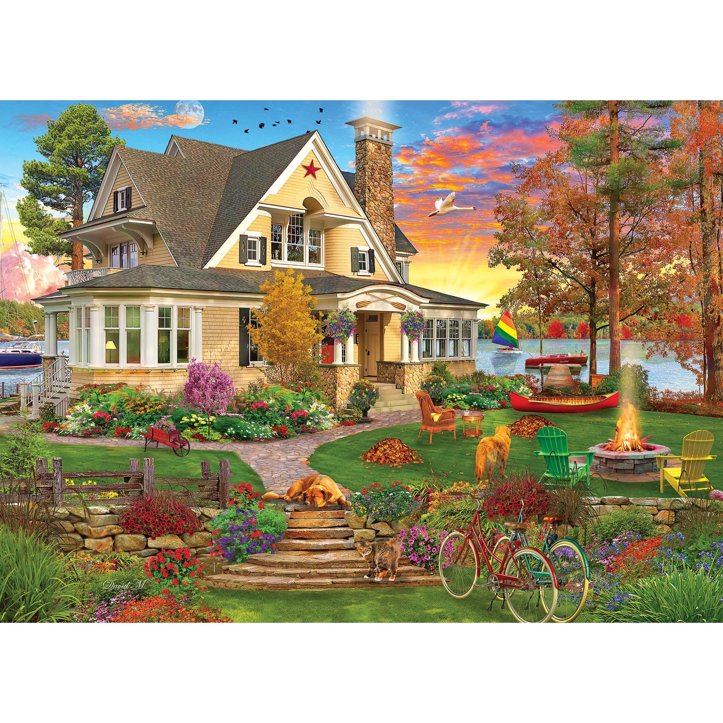 RoseArt - Kodak Cork - Lakeside Home - 1000 Piece Jigsaw Puzzle for Adults