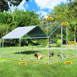 Large Chicken Coop Metal Chicken Runs for Yard with Cover Outdoor Pet Pens Poultry Cage Duck Rabbit House Backyard Use (13'Lx10'Wx6.6'H) HEASON