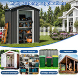 JY QAQA 5x3 FT Metal Outdoor Garden Storage Shed, Waterproof Metal Garden Sheds with Window and Lockable Double Door, Weather Resistant Steel Tool Storage House Shed for Patio, Lawn Gray JY QAQA PET