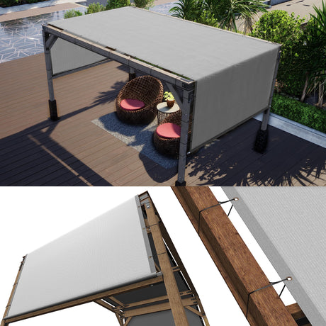 ColourTree 10' W x 20' L Grey Pergola Sun Shade Canopy Replacement Cover UPF50, Commercial Grade 260 GSM Cloth for Outdoor Patio, Includes Stainless Steel Weighted Rods (We Make Custom Size) ColourTree