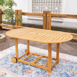 Cambridge Casual Miami Teak Wood Patio Dining Set with Cast Shale Cushion, Natural Teak/Cast Shale Cambridge Casual