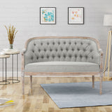 Christopher Knight Home Faye Traditional Fabric Tufted Upholstered Loveseat, Light Gray, Antique Christopher Knight Home