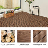 Yaheetech 27PCS Wooden Decking Tiles 12 x 12in Hardwood Interlocking Patio Deck Tiles Composite Balcony Floor Covering for Platform Patio Garden Pathway 1 sq. ft, Brown Yaheetech