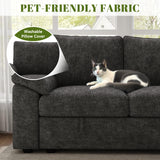 SUAWY 85 Inch Modular Sectional Sofa with Pull Out Bed,L Shaped 5 Seat Sectional Sleeper Sofa with Storage,Sectional Couches for Living Room,Cloud Modular Couch,Removable Sofa Cover,Dark Grey SUAWY