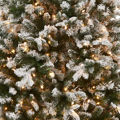 National Tree 7.5 Foot "Feel Real" Snowy Everest Fir Medium Tree with 450 Clear Lights, Hinged (PEV3-311-75)