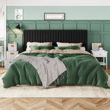 Allewie King Platform Bed Frame, Velvet Upholstered with Adjustable Vertical Channel Tufted Headboard, Mattress Foundation with Strong Wooden Slats, Box Spring Optional, Easy Assembly, Black Allewie