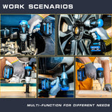 Nichilas Cordless Impact Wrench, 2 IN 1 Screwdriver Head, 21V electric power wrench, 420Nm High Torque, 4 Pole Motor, Include Battery & Charger & Carrying Plastic Box Nichilas