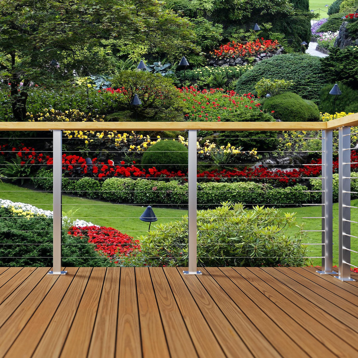 Mayset 2 Pack Stainless Steel 42" Cable Railing Posts(Post: 40.5"x2"×2") with 1/8 Cable Railing Kit, Level drilled Post (40-1/2 Inch) Mayset