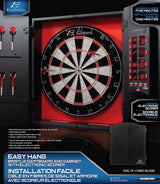 EastPoint Sports Tournament Bristle Dartboard and Easy Hang Cabinet with Electronic Scoreboard and 6 Steel Tip Darts EastPoint Sports