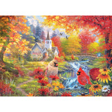RoseArt - Abraham Hunter Cork Puzzle - Secluded Church in Fall - 1000 Piece Jigsaw Puzzle for Adults RoseArt