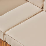 GDFStudio Outdoor Sectional Sofa Set | 3-Seater | Acacia Wood | Water-Resistant Cushions | Teak and Beige GDFStudio