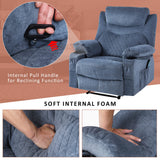 Comermax Fabric Massage Recliner Chairs with Heat Massaging Manual Reclining Chair Overstuffed Heated Recliners with Cup Holders for Adults Blue Comermax