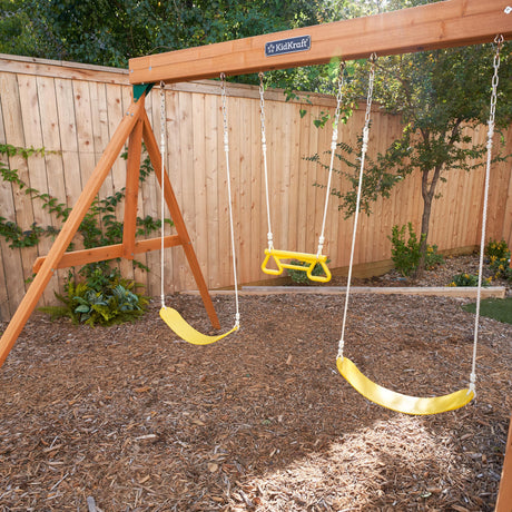 KidKraft Brightside Wooden Swing Set with Café Area and Stools KidKraft
