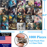 Think2Master Funny Dogs 1000 Pieces Jigsaw Puzzle Featuring heartwarming Puppies and Dogs. Fun for Teens, Seniors & Families. Great Gift for Kids Ages 13+ Size: 26.8” x 18.9 THINK2MASTER