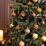 Valery Madelyn Fall Ornaments for Christmas Trees, 16ct Bronze Copper Brown Gold Shatterproof Fall Christmas Tree Decorations, 2.36 Inches Luxury Hanging Ball Ornaments for Thanksgiving Autumn Harvest Valery Madelyn