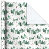 Hallmark Christmas Wrapping Paper Rolls - Green Trees, White Pine Cones on Recyclable Brown Kraft Gift Wrap Paper (Set of 2 Rolls: 150 sq. ft. ttl.) for Holiday Parties, Winter Weddings Hallmark