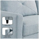 Serta® Lindbergh 70.5" Modern Transitional Sofa, Tufted Back Cushion, Square Track Arms, Solid Wood Legs, Dream Coil® Comfort, Woven Polyester Fabric, Light Gray Serta