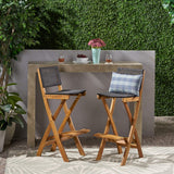 GDFStudio Outdoor Folding Acacia Wood Barstools (Set of 2), and Brown GDFStudio