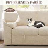 SUAWY 108 Inch Modular Sectional Sofa with Pull Out Bed,U Shaped 7 Seat Sectional Sleeper Sofa with Storage,Sectional Couches for Living Room,Cloud Modular Couch,Removable Sofa Cover,Beige SUAWY