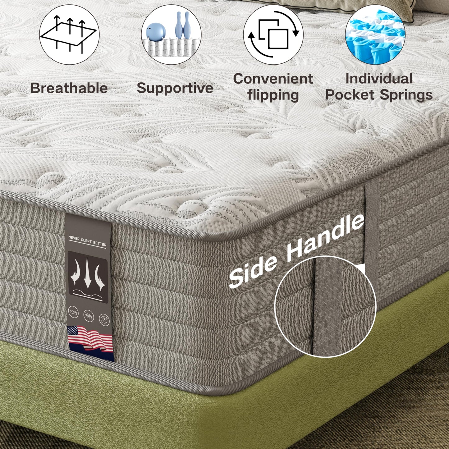 ZFHCBJ Full Size Mattress 12 Inch,Gel Memory Foam Mattress,Hybrid Full Mattress in a Box Individually Pocket Springs,12 Inch Full Size Mattress Medium Firm,Pressure Relief,CertiPUR-US Certified