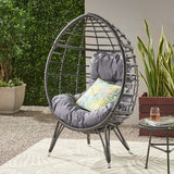 GDFStudio Valerie Outdoor Wicker Swing Chair with Cushion, Gray and Dark Gray GDFStudio