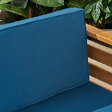 Christopher Knight Home Alice Outdoor 5 Piece Acacia Wood Sofa Set, Teak Finish, Dark Teal Christopher Knight Home