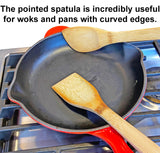 HipGirl Wooden/Bamboo Kitchen Utensils Set & Kitchen Gadgets, Kitchen Essentials Cooking Utensils, Spatulas, Spoons and Crepe Spreader (3pc Set-Spoon, Flat and Pointed Spatula) HipGirl