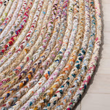 SAFAVIEH Area Rug 3x5 Oval - Cape Cod Collection - Beige & Multi, Handmade Jute & Cotton, Woven Braided Design (CAP202B) SAFAVIEH