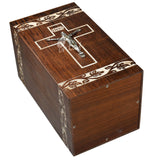 INTAJ Handmade Wooden Urn for Human Ashes - Cross Cremation Urn Premium Handcrafted - Adult Funeral Urn Handmade Human Urn for Ashes (Rosewood Cross, INTAJ
