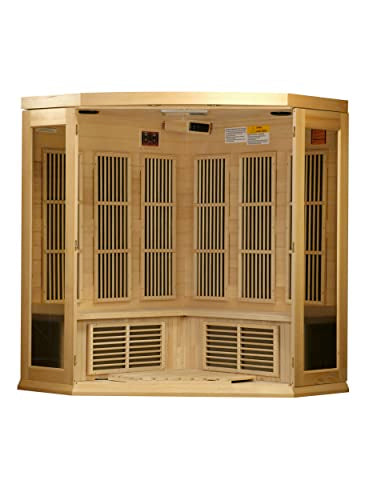 DYNAMIC SAUNAS Maxxus MX-K356-01 Elite 3-Person Corner Near Zero EMF (Under 2 MG) FAR Infrared Sauna, (Canadian Hemlock) Curb Side Delivery DYNAMIC SAUNAS