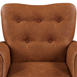 Yaheetech Modern Armchair, Mid Century PU Leather Accent chair with Sturdy Wood Legs and High Back for Small Space, Upholstered Sofa Club Chair for Living Room/Bedroom/Office, Retro Brown Yaheetech