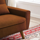 Jarenie 48" Loveseat Sofa, 2 Seater Love Seat Mid Century Modern Small Couches for Living Room Bedroom Apartment, 2 Throw Pillows and Wooden Legs, Orange Jarenie